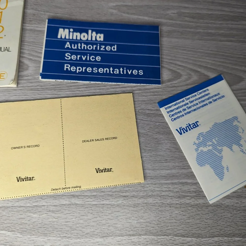 Vintage Minolta & Vivitar Camera and Lenses Manuals